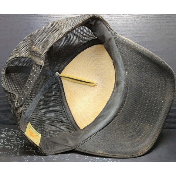 Men's Vintage Trucker Hat Virginia Beach Puff Print Mesh Black SnapBack 80's - Picture 4 of 7